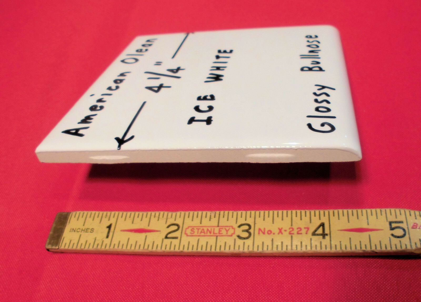 1 pc. *Brightest Ice White* 4-1/4″ Ceramic Bullnose Tile by American Olean; New