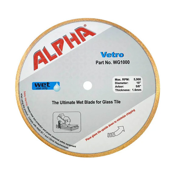 Alpha Vetro Diamond Glass Blade Wet Cutting Glass Porcelain Sizes 4-3/8″ 8″ 10″