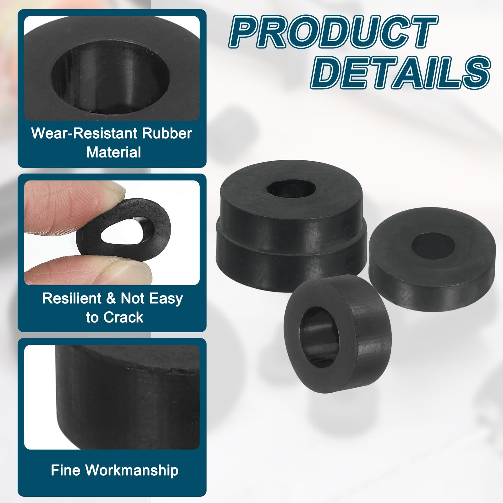 uxcell 18Pcs Thick Rubber Spacer, 5/8 Inch OD x 1/4 Inch ID x 1/2 Inch Thickness