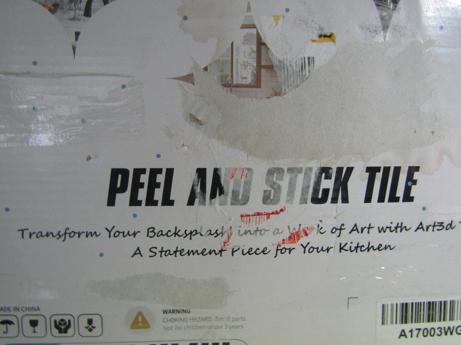 Art3d Peel & Stick Plastic Backsplash Wall Tile 10 Sheets 12″ x 12″ Warm White