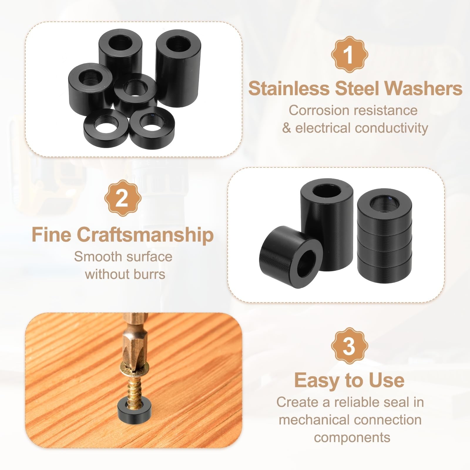 PATIKIL 6PCS Aluminum Spacers, 1/2 x 1 Metal Spacers 1 L 1, Black