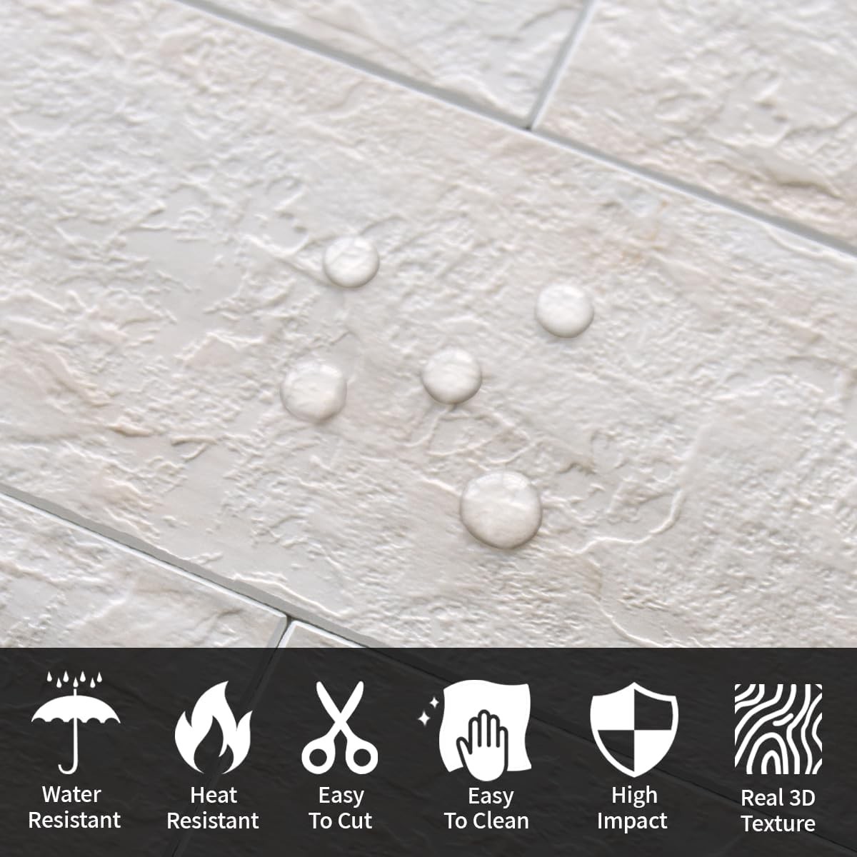 4-Piece Beige Slate Peel and Stick Backsplash Wall Tiles, 3″ x 6″ PVC Faux St…