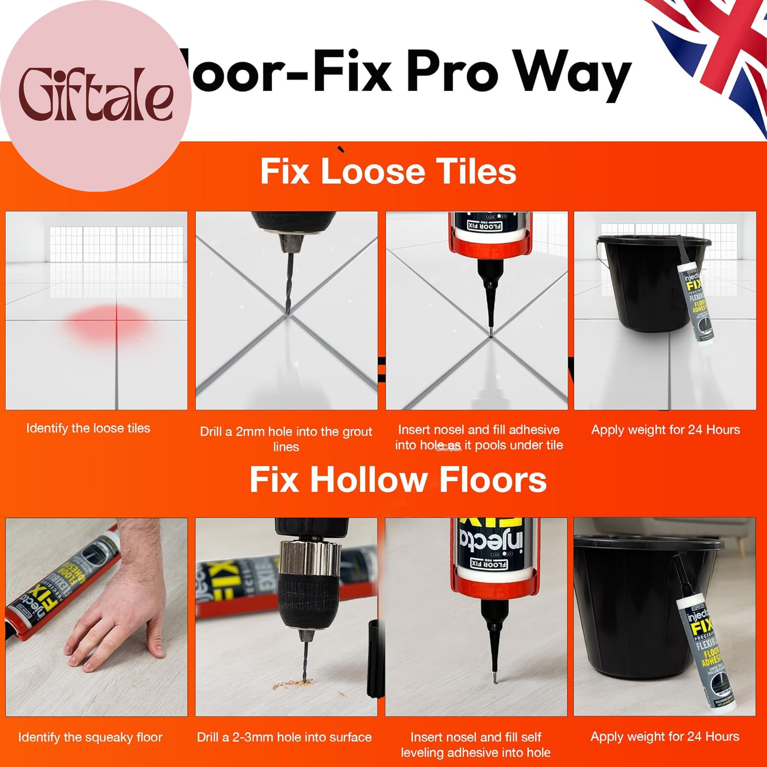 the Original Adhesive – Extra Strength – Fix Loose & Hollow Tiles, Repair Squeak