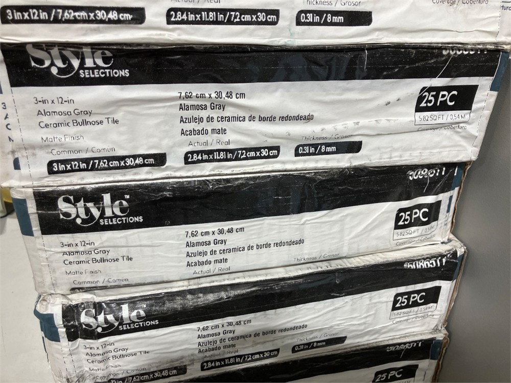 125pc Style Selections Alamosa Gray 3×12 Glazed Ceramic Bullnose Tile FREE SHIP
