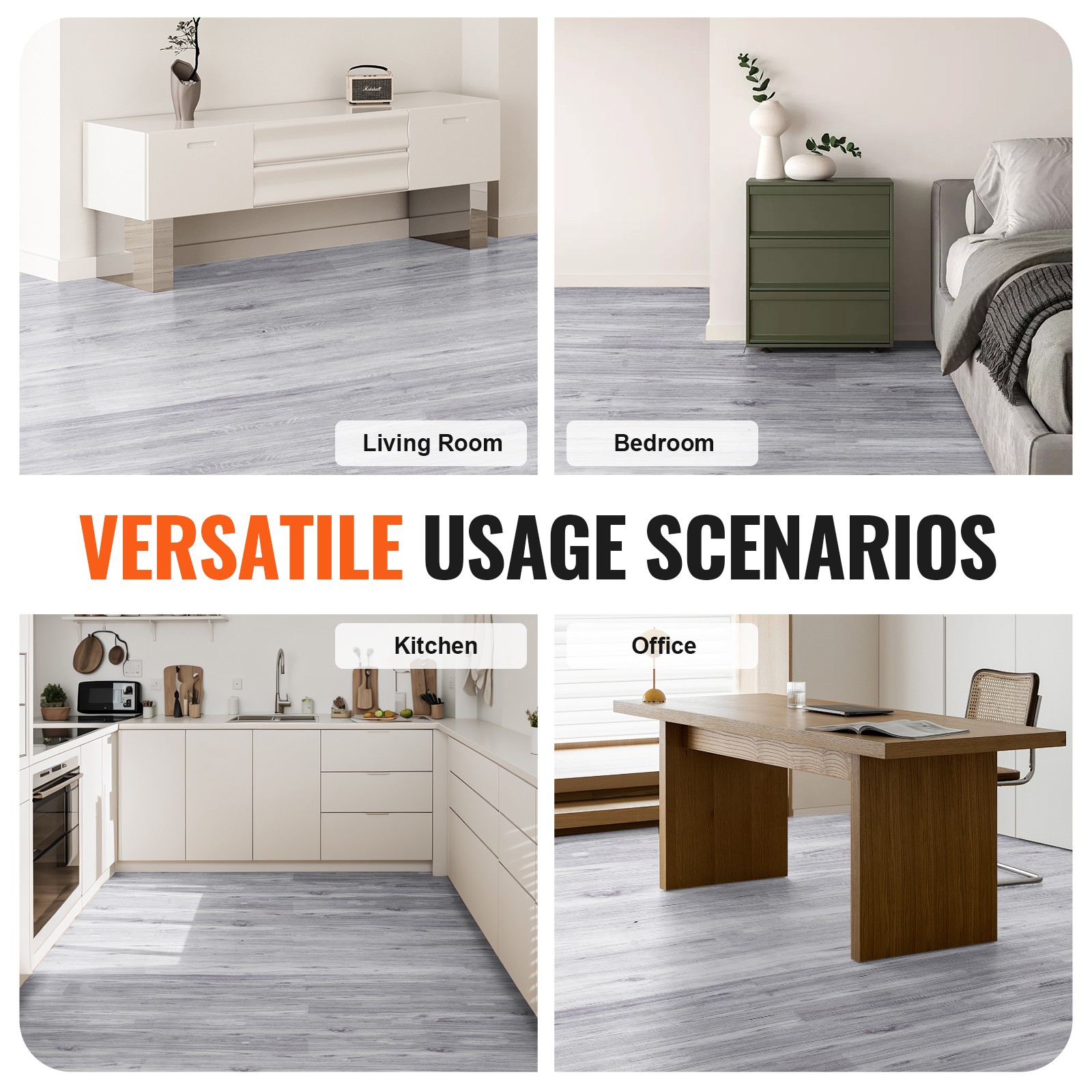 VEVOR 20PCS Self-Adhesive PVC Vinyl Floor Plank Wood Tiles Peel Stick 29 sq.ft