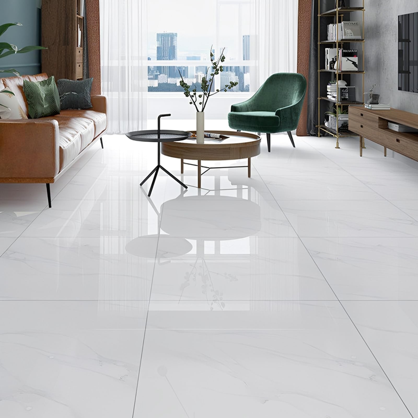 40 Sheet Vinyl Flooring 12×12 Inch Peel and Stick Floor Tile Waterproof White…