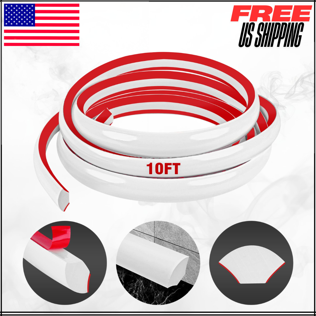 Flexible Self Adhesive Quarter Round Molding Trim Caulk Strip For Corner 10′ 1PC