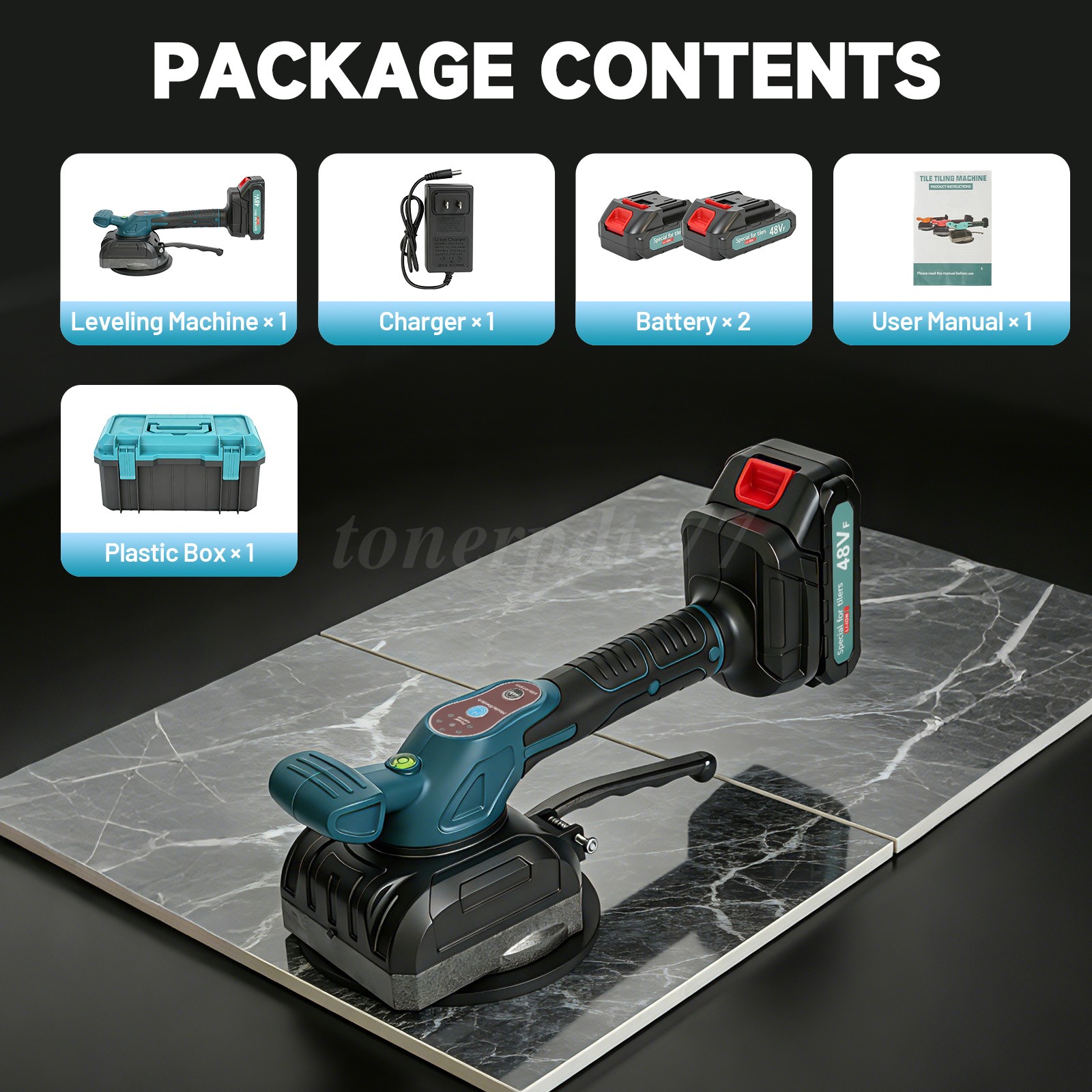 Cordless Tile Vibration Machine Tool, Electric Leveling Machine w/1.5Ah Battery