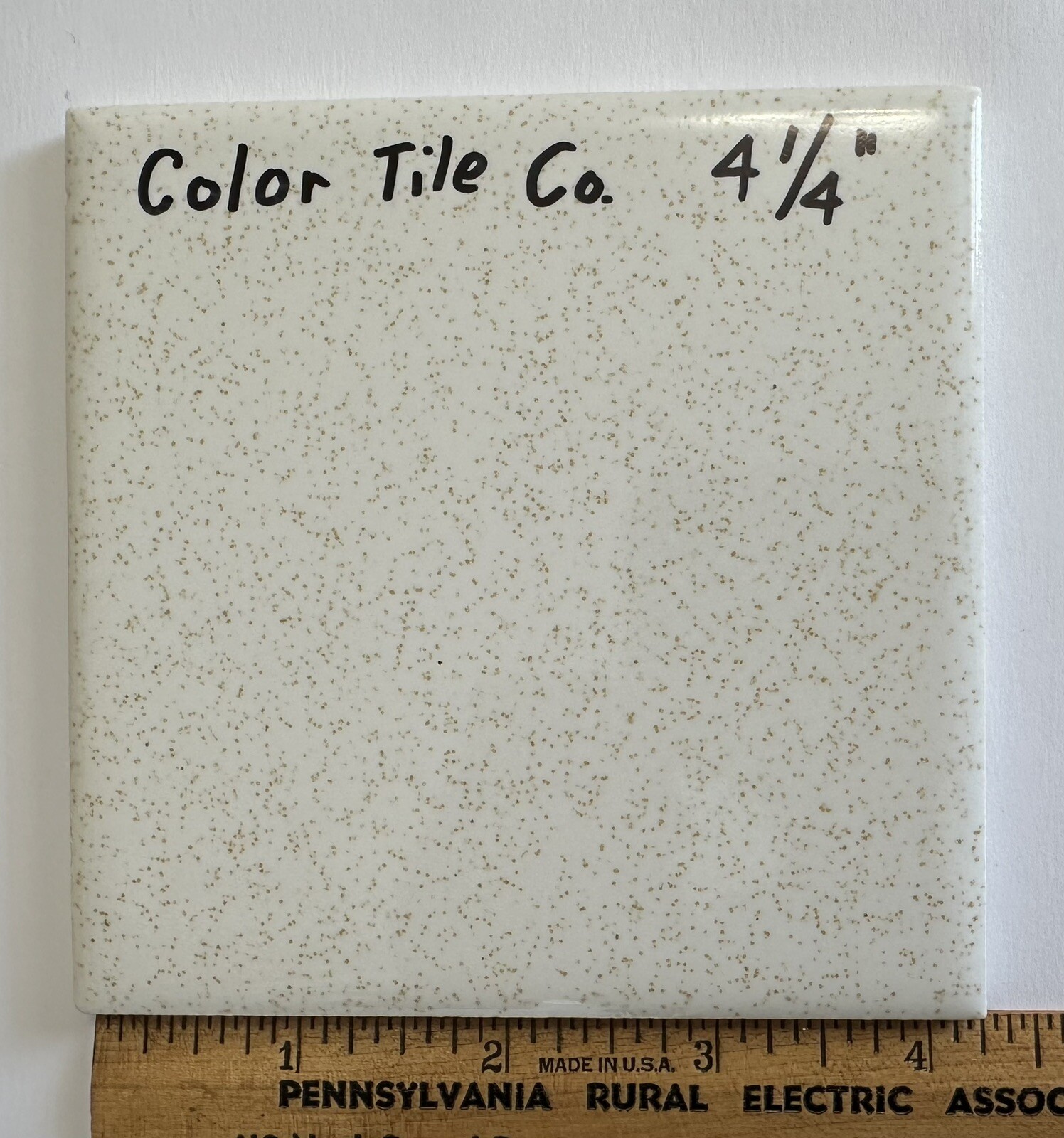 1 pc. Gold Dust: by Color Tile Co. 4-1/4″ Glossy Ceramic Tile: Made 1970’s-90’s