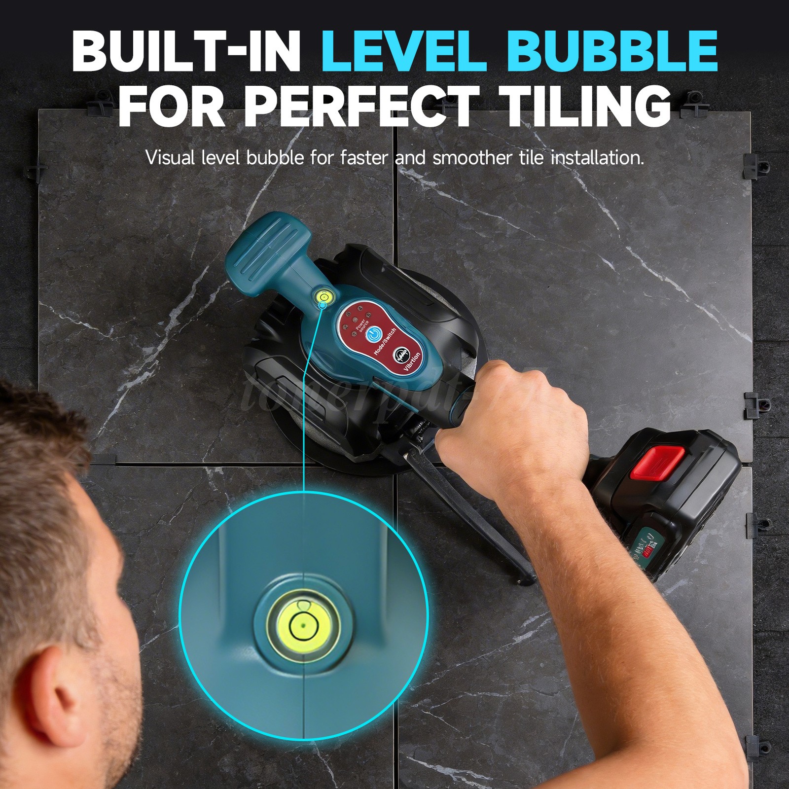 Cordless Tile Vibration Machine Tool, Electric Leveling Machine w/1.5Ah Battery
