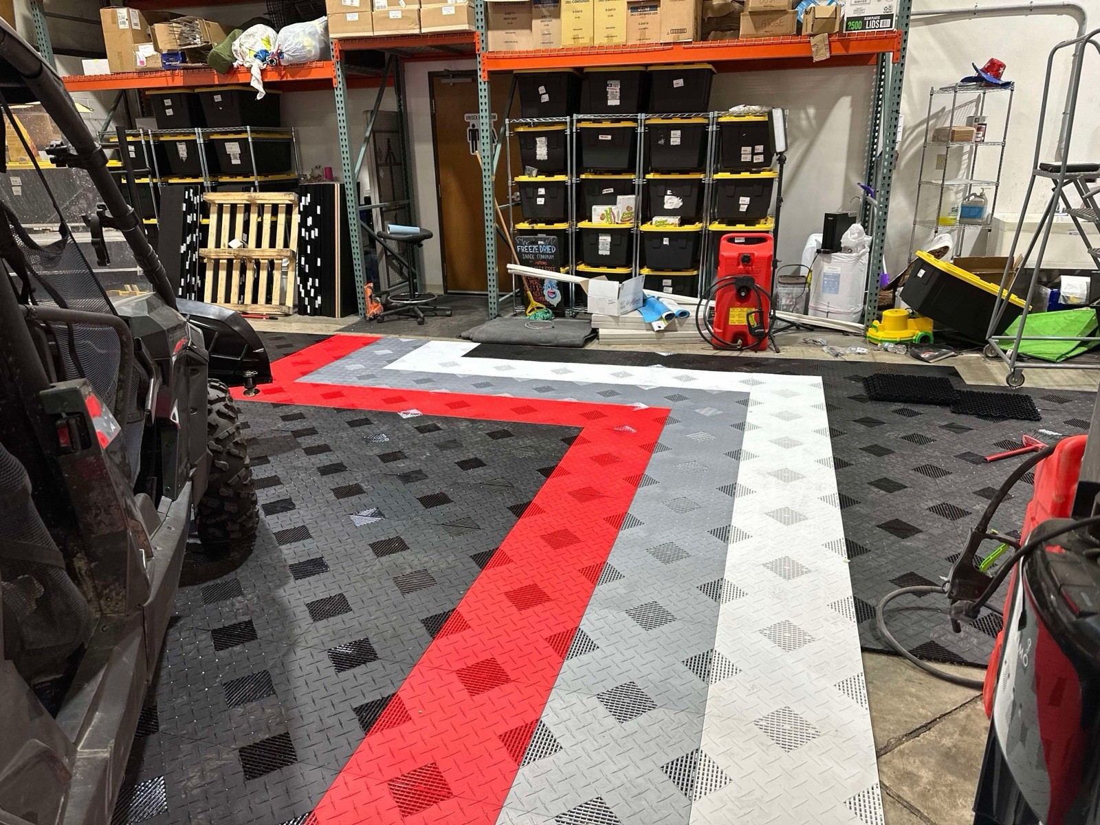 Orange … HYBRID-X garage floor tiles. 50 square feet 17” X 17” MADE IN USA