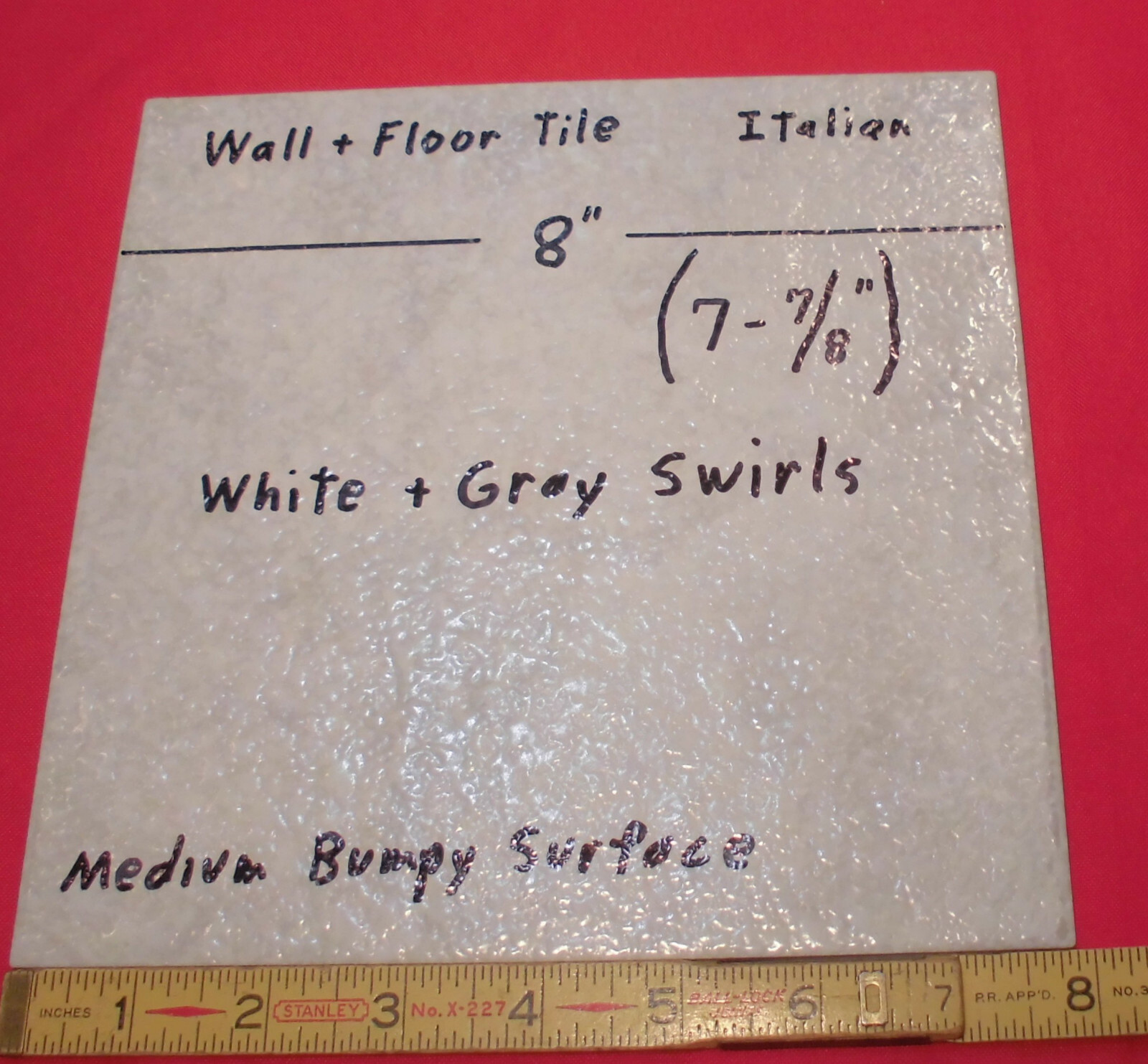 1 pc. Medium Gray Swirls: Ceramic Floor Tile 8″ X 8″ Medium Textured, Italian