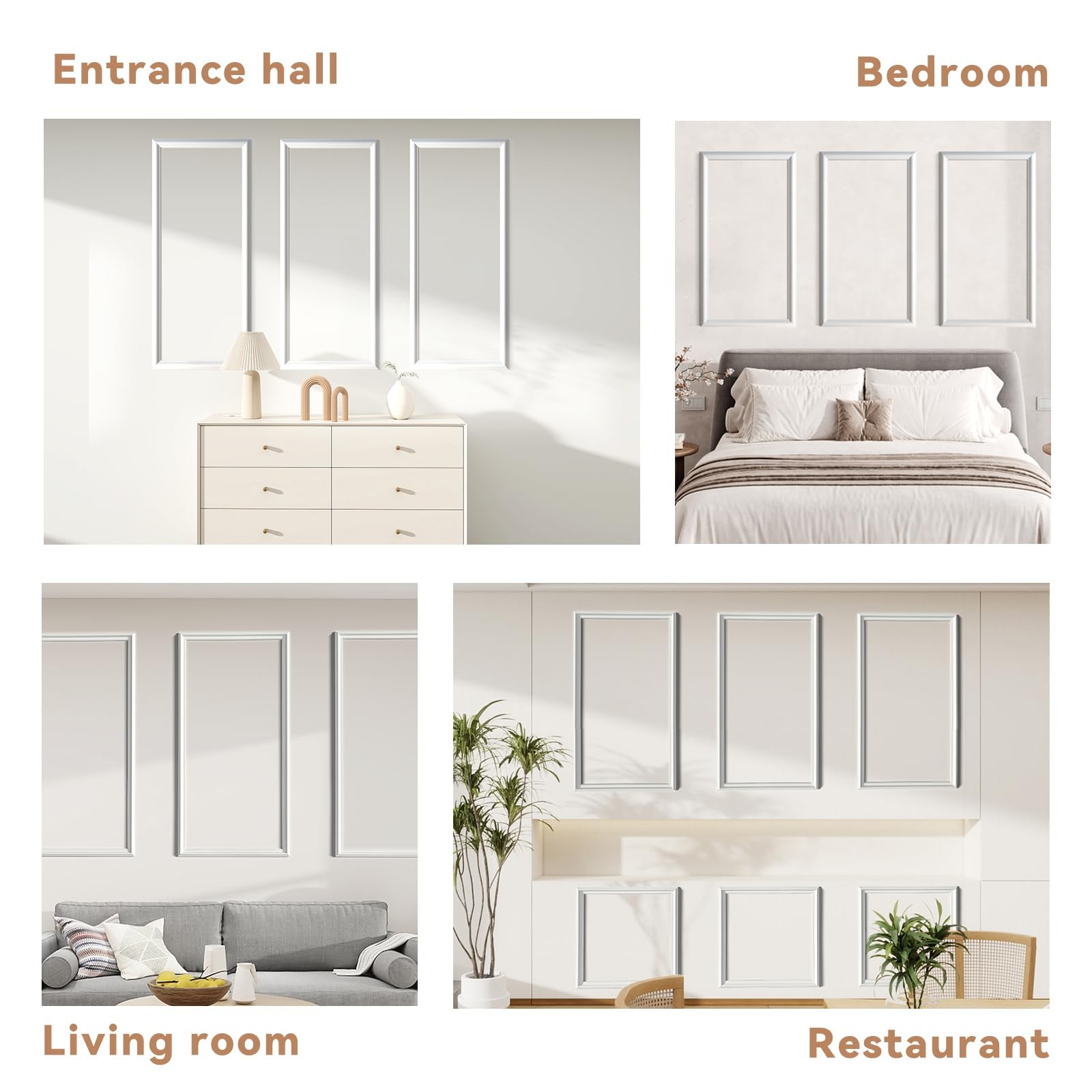 Peel and Stick Wall Molding Kit of 3 Frames,Premade Accent Wainscoting Panels…