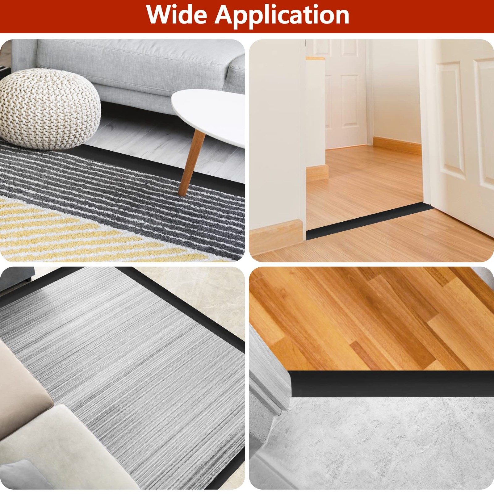 10Ft Floor Transition Strip Self Adhesive Carpet to Tile Floor Edging Trim PVC T