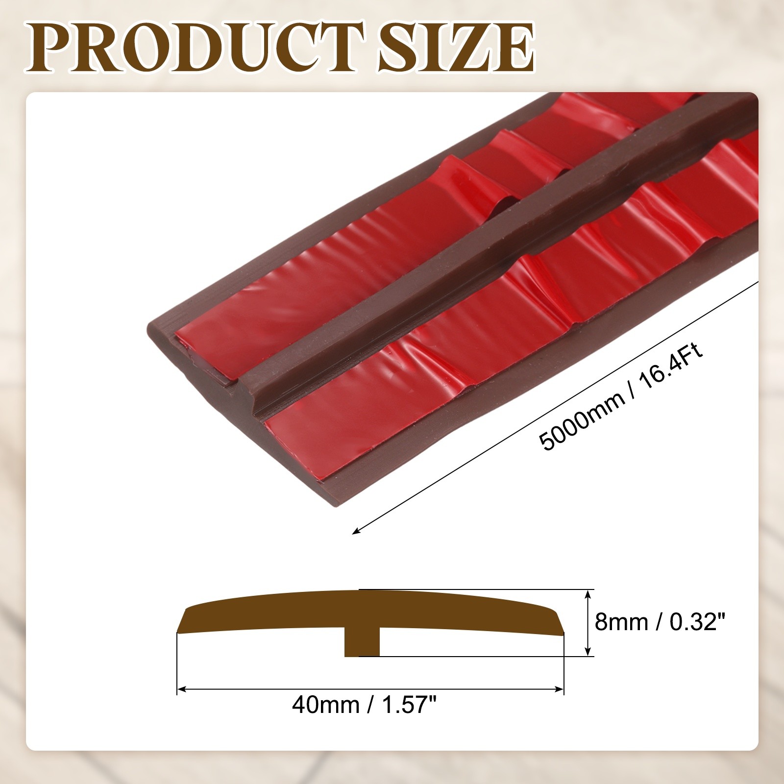 T-Molding Transition Strip 16.4 Ftx1.57″ Flooring Edging Trim Brown