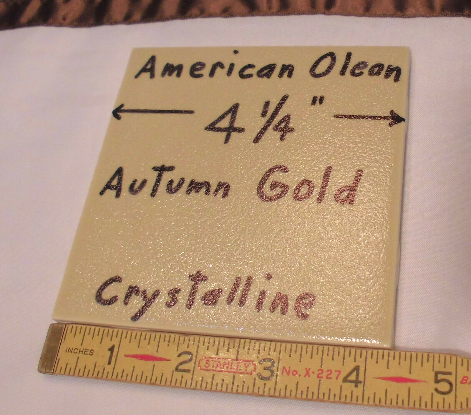 1 pc. *Golden Yellow* Ceramic Tile Crystalline Glazed by American Olean 4-1/4″