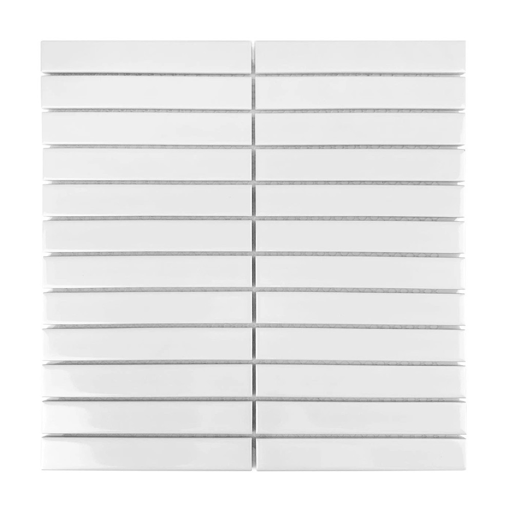 White Stack Unglazed Porcelain Mosaic II Box Of 11 Size: 12 x 12 Each