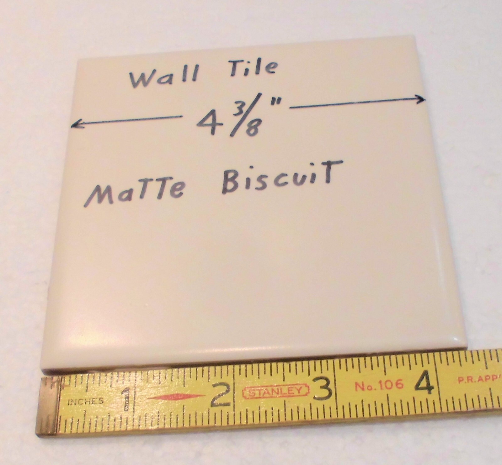 1 pc. Matte Ceramic Wall Tile *Biscuit Color* 4-3/8″ X 1/4″ thick, off-white,