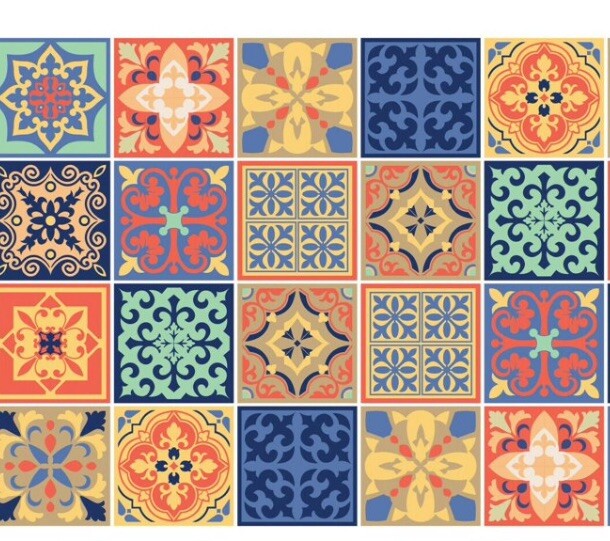 Walplus Mara Colorful Mix Mediterranean Wall Tile 6”Stickers – 75 Pieces Asst.