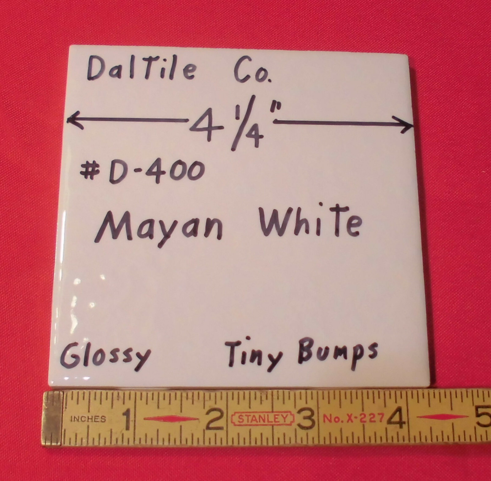 1 pc. Mayan White: Glossy Ceramic Tile by Daltile 4-1/4″ Tiny Bumpy, Dimple NEW