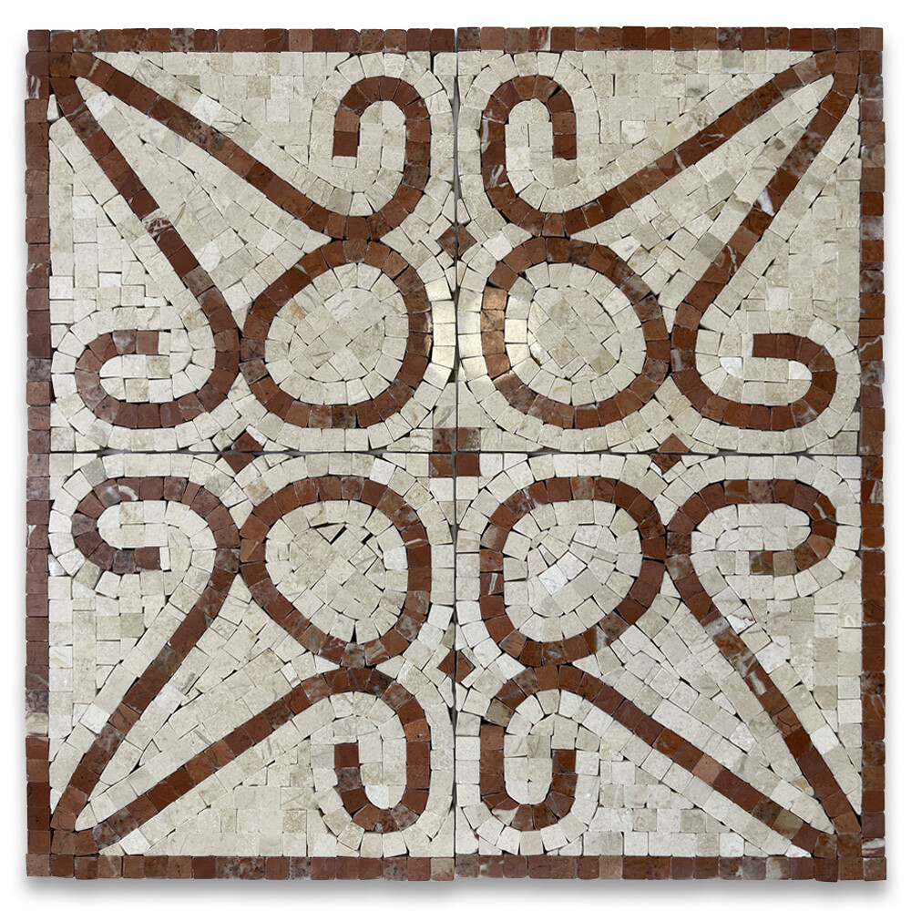 B0014CP Marble Mosaic Border Decorative Tile Everlasting Rojo 7.1×7.1 Polished