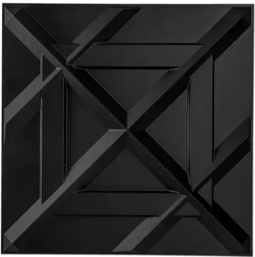 Art3d Black 3D SQUARE PVC Wall Panels 19.7”x19.7” Decorative Tiles 32 sq ft Box.