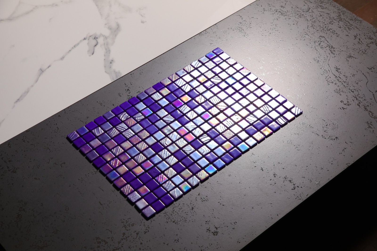 Pressed Glass Mosaic on Net for Pool 32.5×51.5 -Alves Blend Cobalt Pool