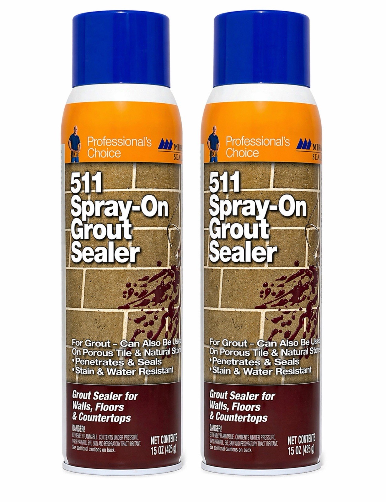 2 Pack 511 Spray-On Grout Sealer Water & Stain Protection Tile Shower