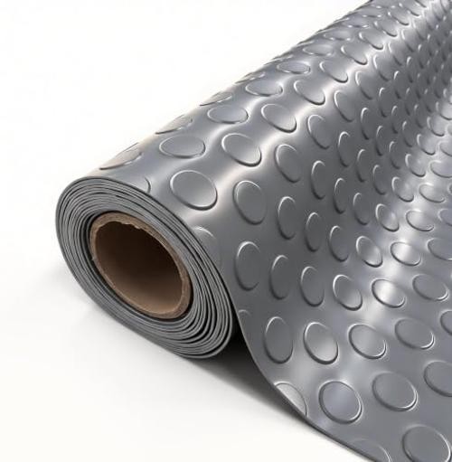 Garage Floor Mat, 2mm Thickened PVC Coin Pattern | Non-Slip 4×30 FT Gray(Coin)