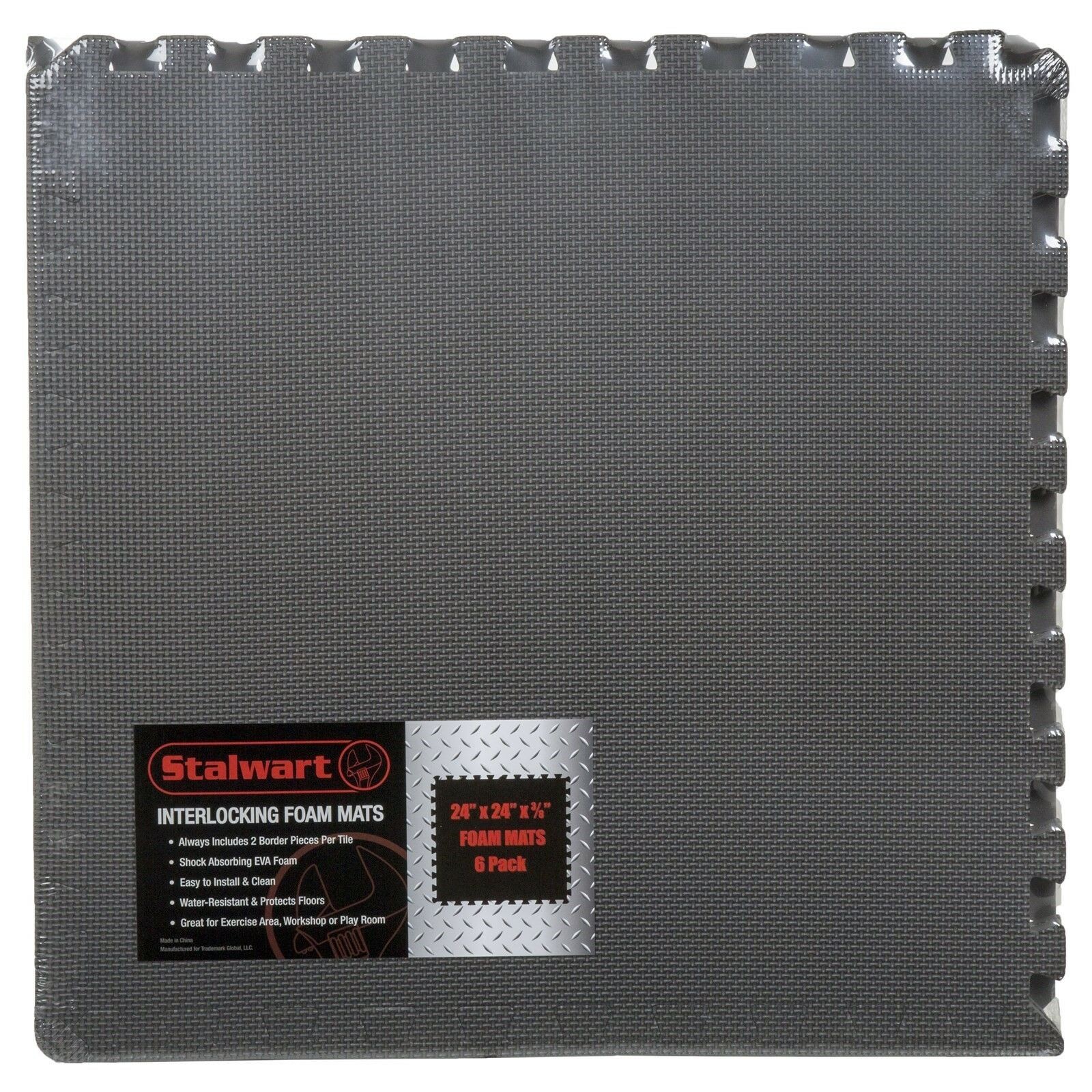 Exercise Floor Mats 2′ x 2′ 6 Pc Cushion for Garage Basement