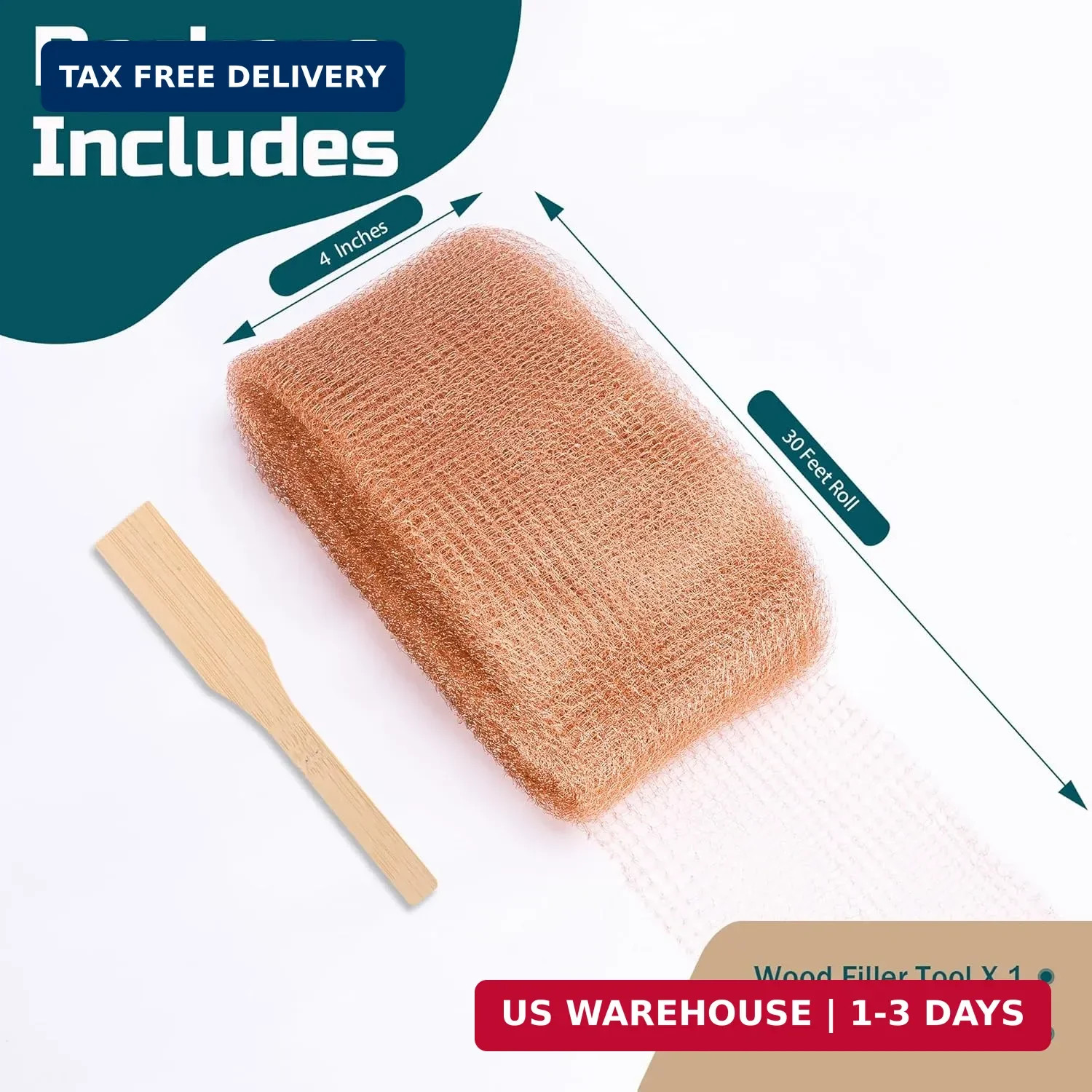 Copper Mesh Rodent Control, 4In X 30Ft Rustproof Pure Copper Mesh Roll for Slug