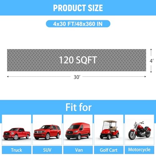 Garage Floor Mat, 2.8mm Thickened PVC Flooring Roll for Under Car, 4×30 FT Gray