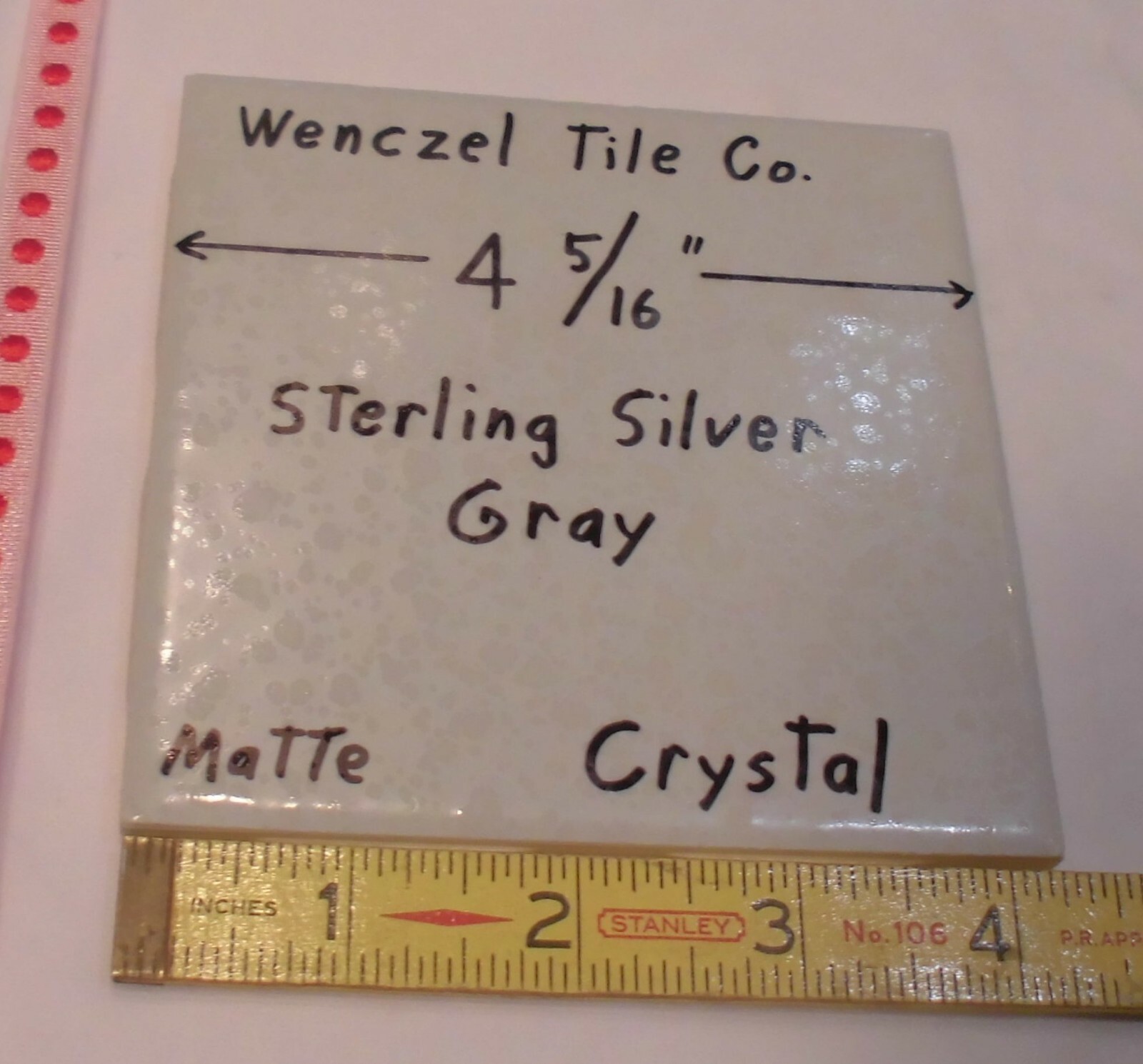 1 pc. Sterling Silver – Gray: Crystal Glaze; Ceramic Tile by Wenczel Co. 4-5/16″