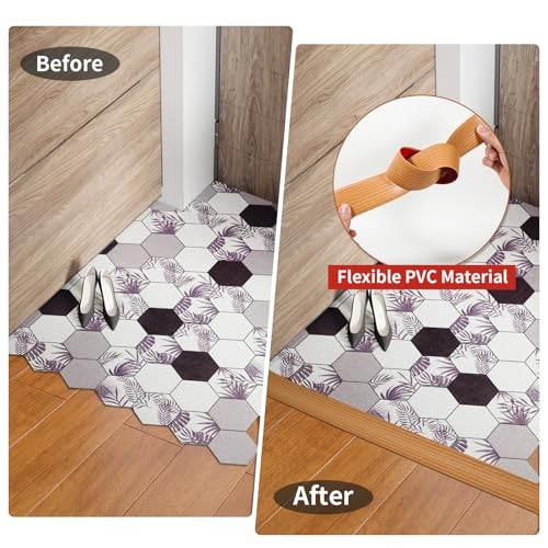 Vinyl Floor Transition Strip Self Adhesive 2 2 in，20 FT Light brown wood grain