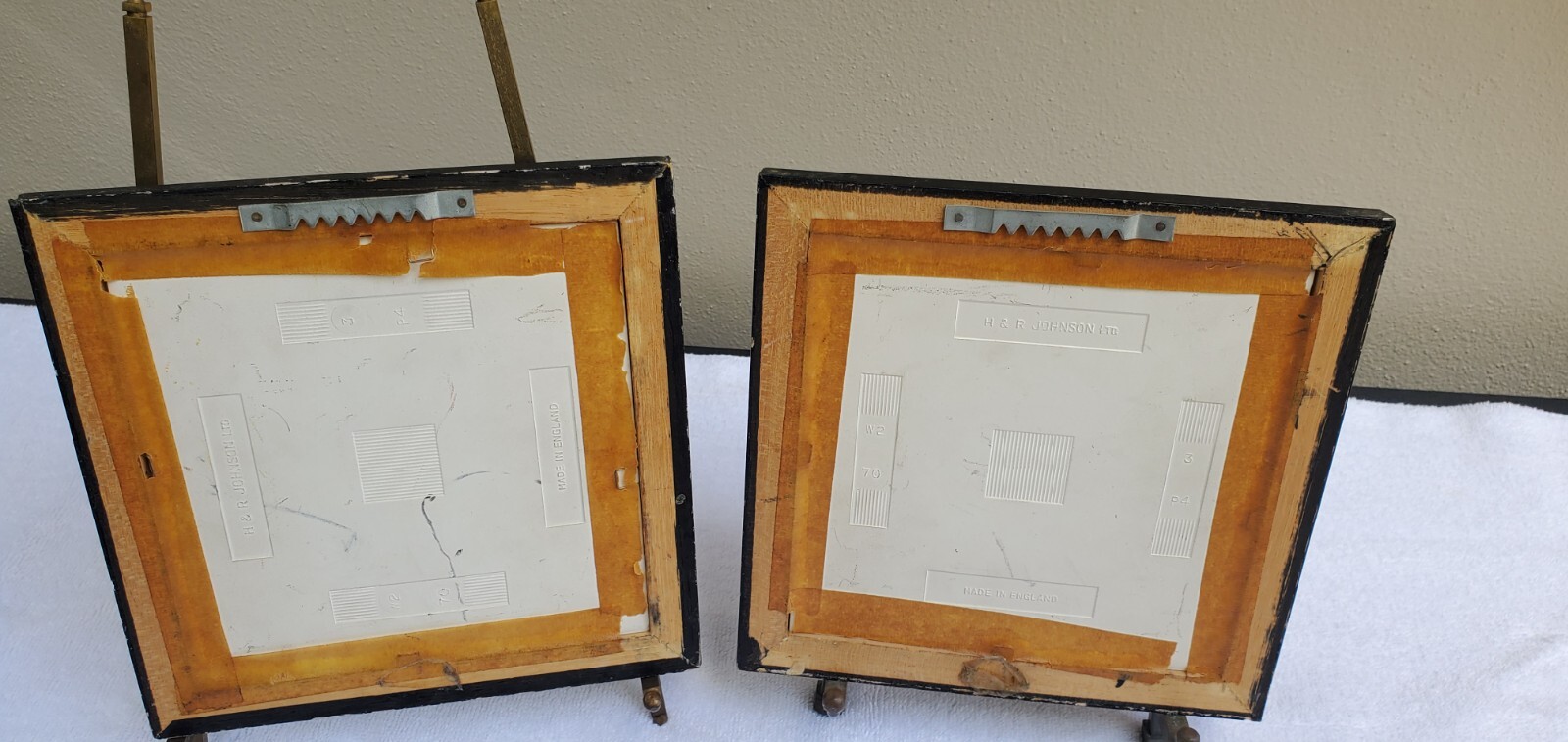 Pair H & R Johnson Ltd, Tiles figures with fruit framed made in England