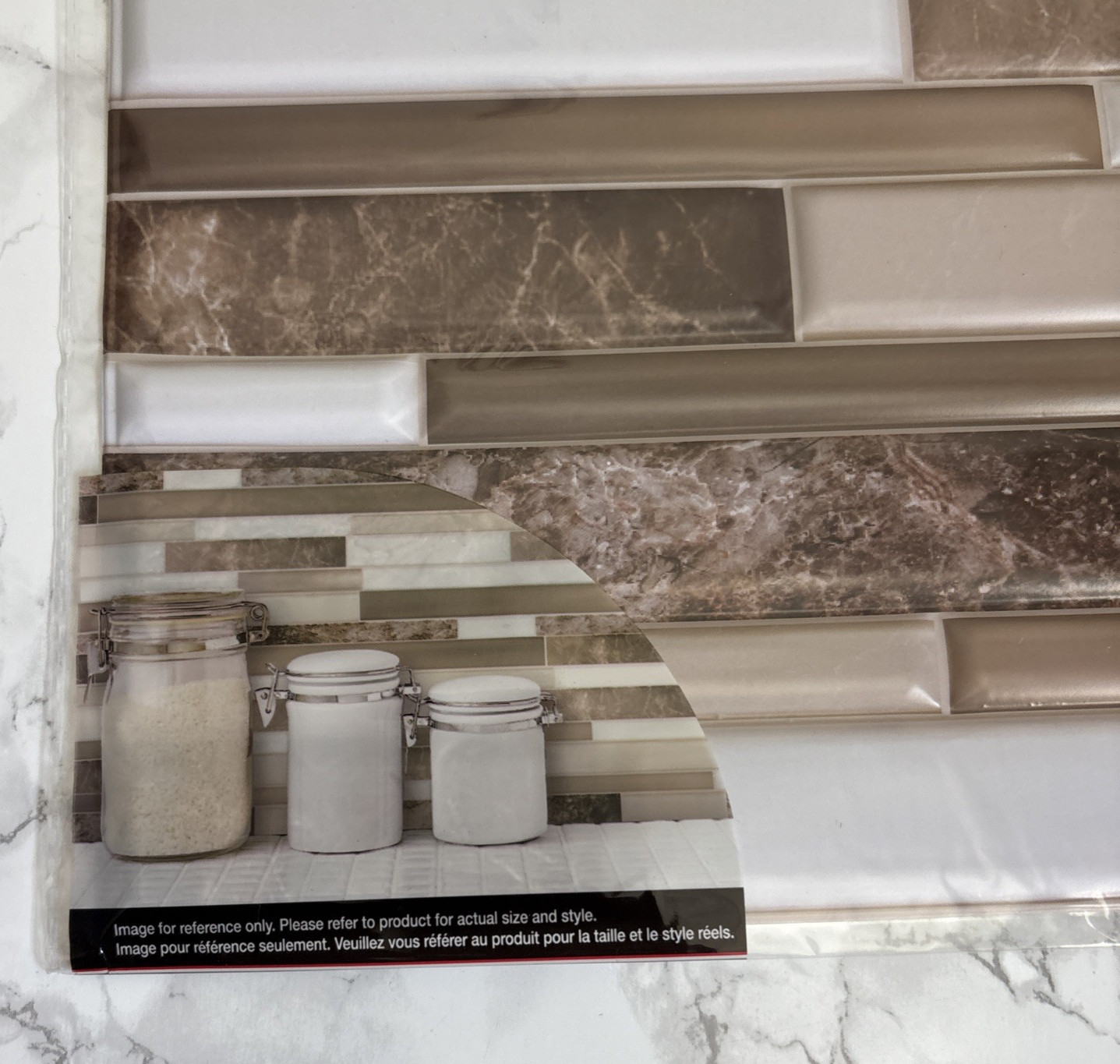 10 Packs Plastic Wall Tile Peel & Stick Brown & White Tool Bench Mosaic 12″x12″
