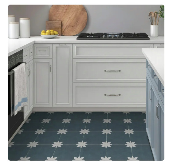 SUNWINGS 9″ x 9″ Blue Vinyl Wall and Floor Tiles, for Kitchen Bathroom 16 Piece