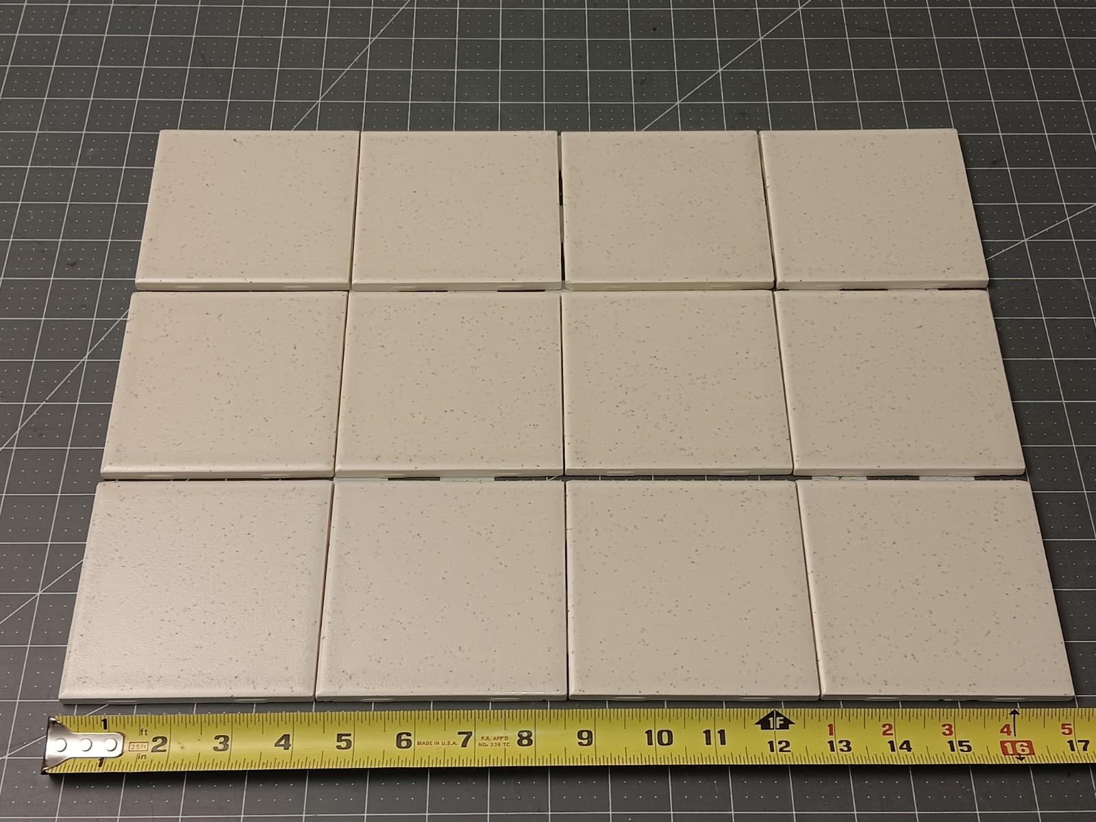 12 pc. American Olean Vintage Ceramic Tile OATMEAL BULLNOSE Bathroom Kitchen NOS