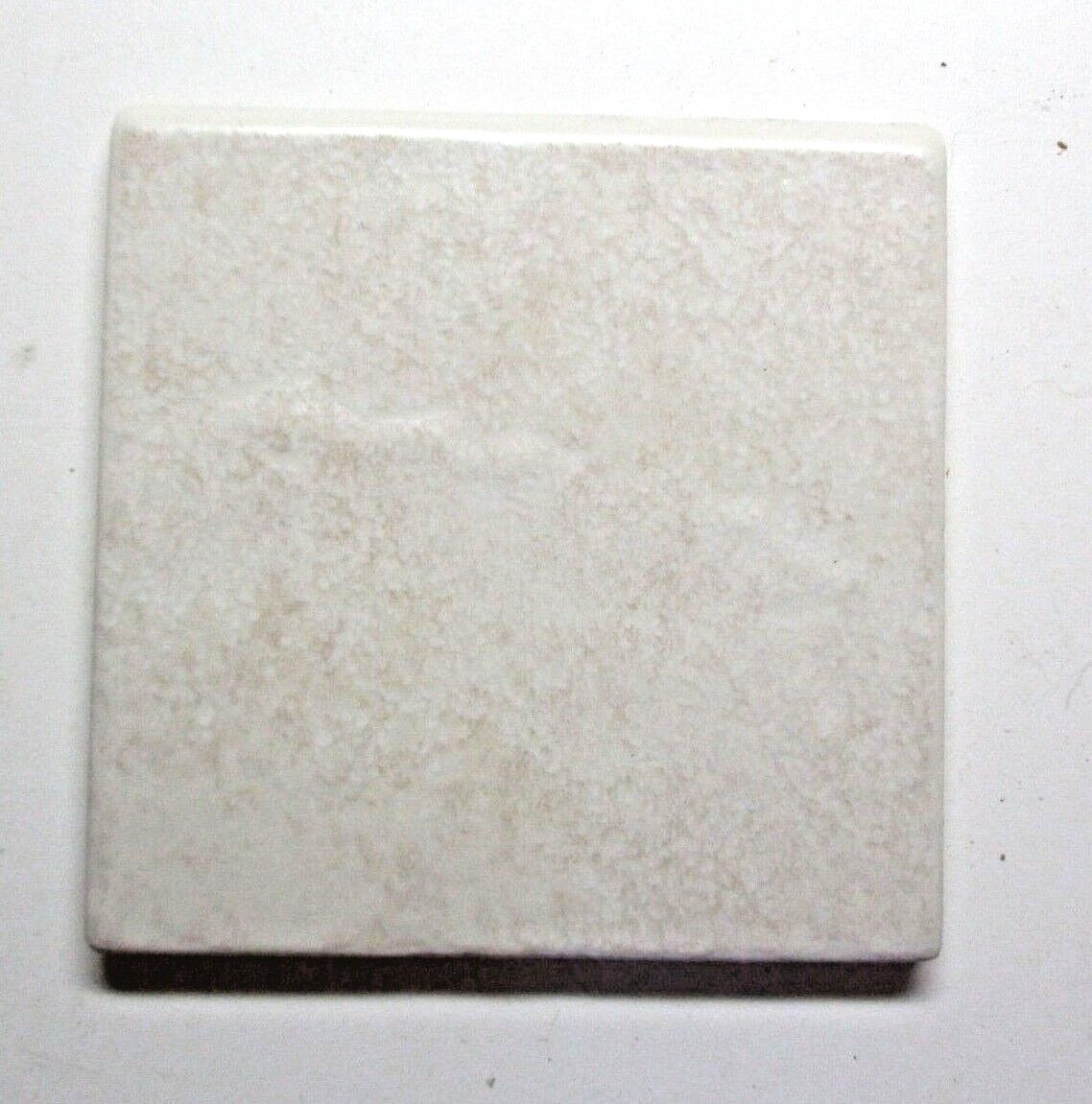 1 Bullnose Wall Tile Huntington USA Ceramic 4-3/8″Sq Satin Wrinkled Beige Vtg