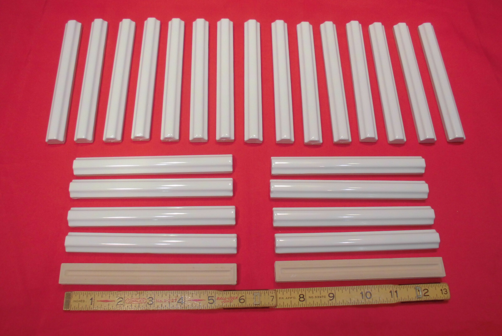 25 pcs. *Gloss White* Ceramic Pencil Liner Sizzle Tiles; 5/8″ X 6″ Raised Dome