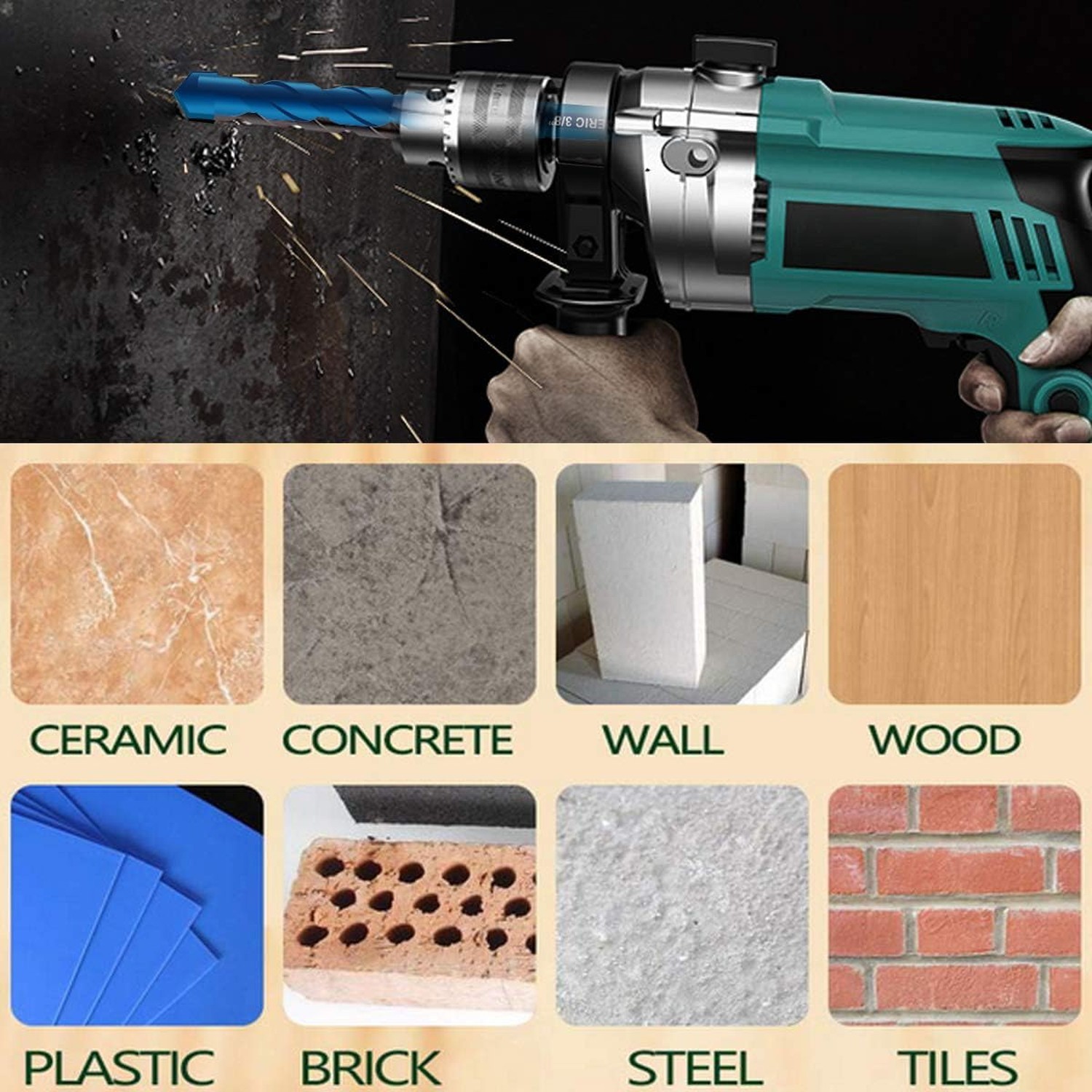 10 Pieces Blue 8MM Ceramic Tile Drill Bit, JOERIC 5/16 inch Masonry Drill Bit…
