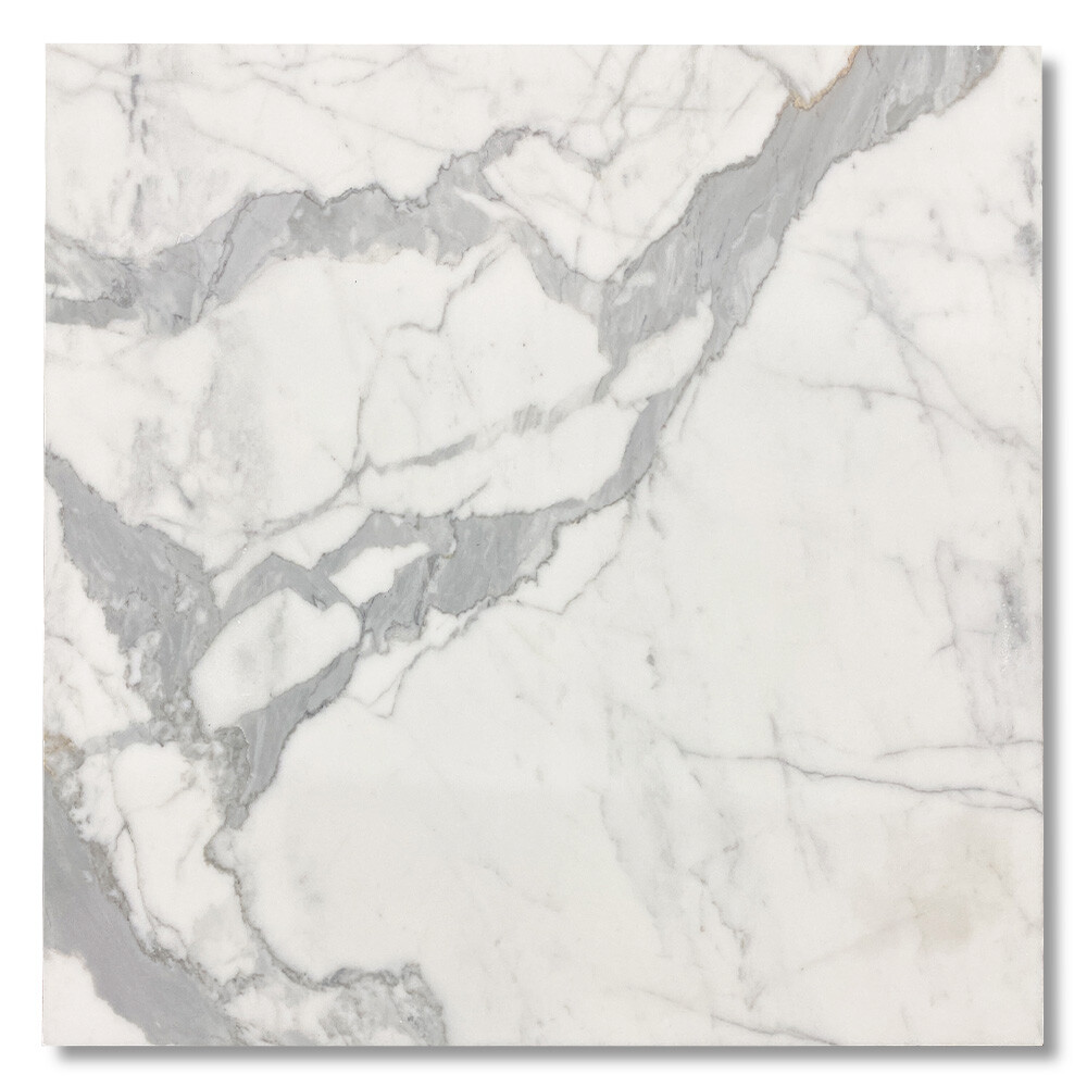 L45H Italian Statuary White Statuario Marble 18×18 Wall Floor Tile Honed