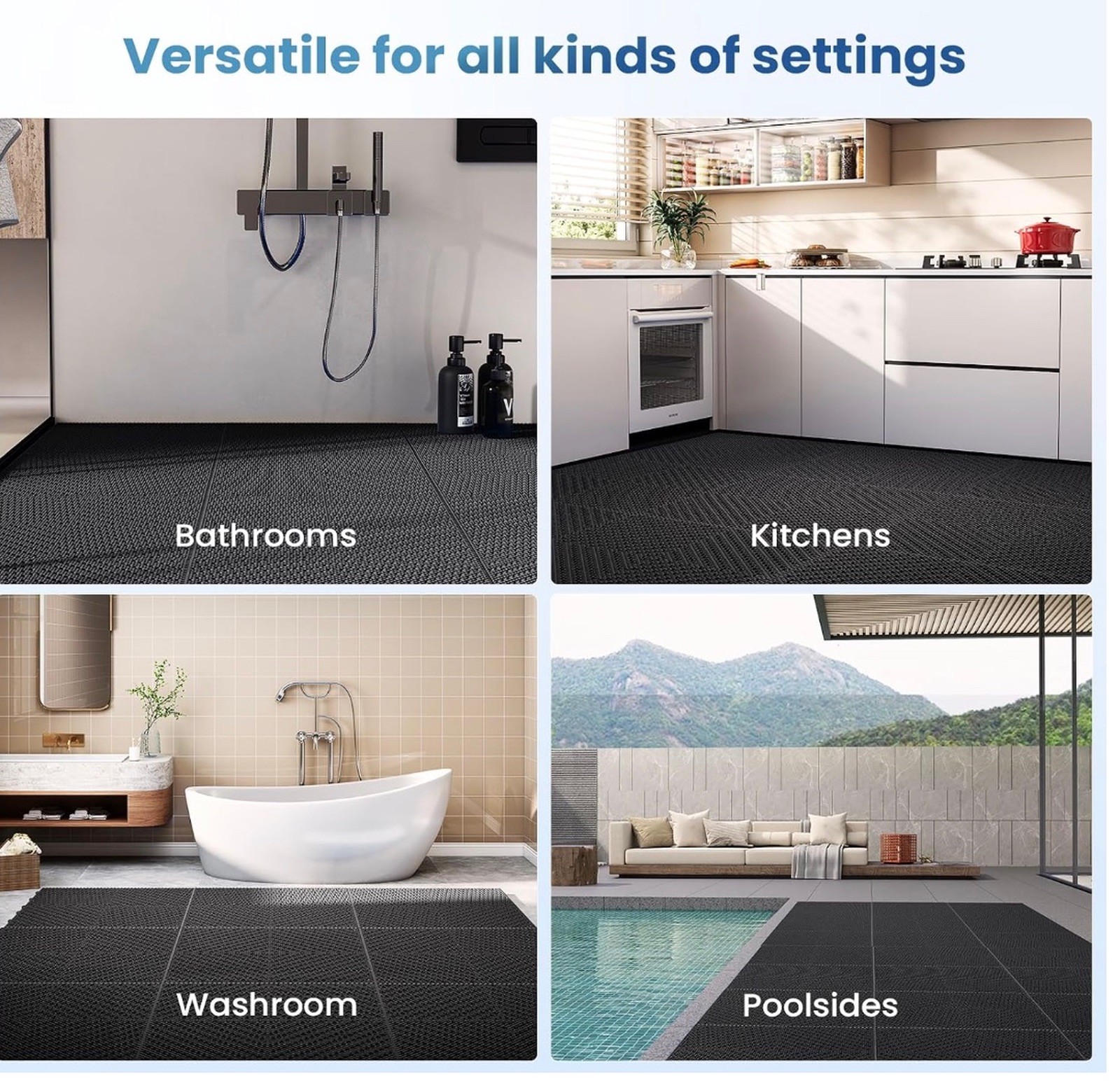 Jocoevol 36pc Black PVC Interlocking Drainage Floor Tiles 11.8″ Outdoor