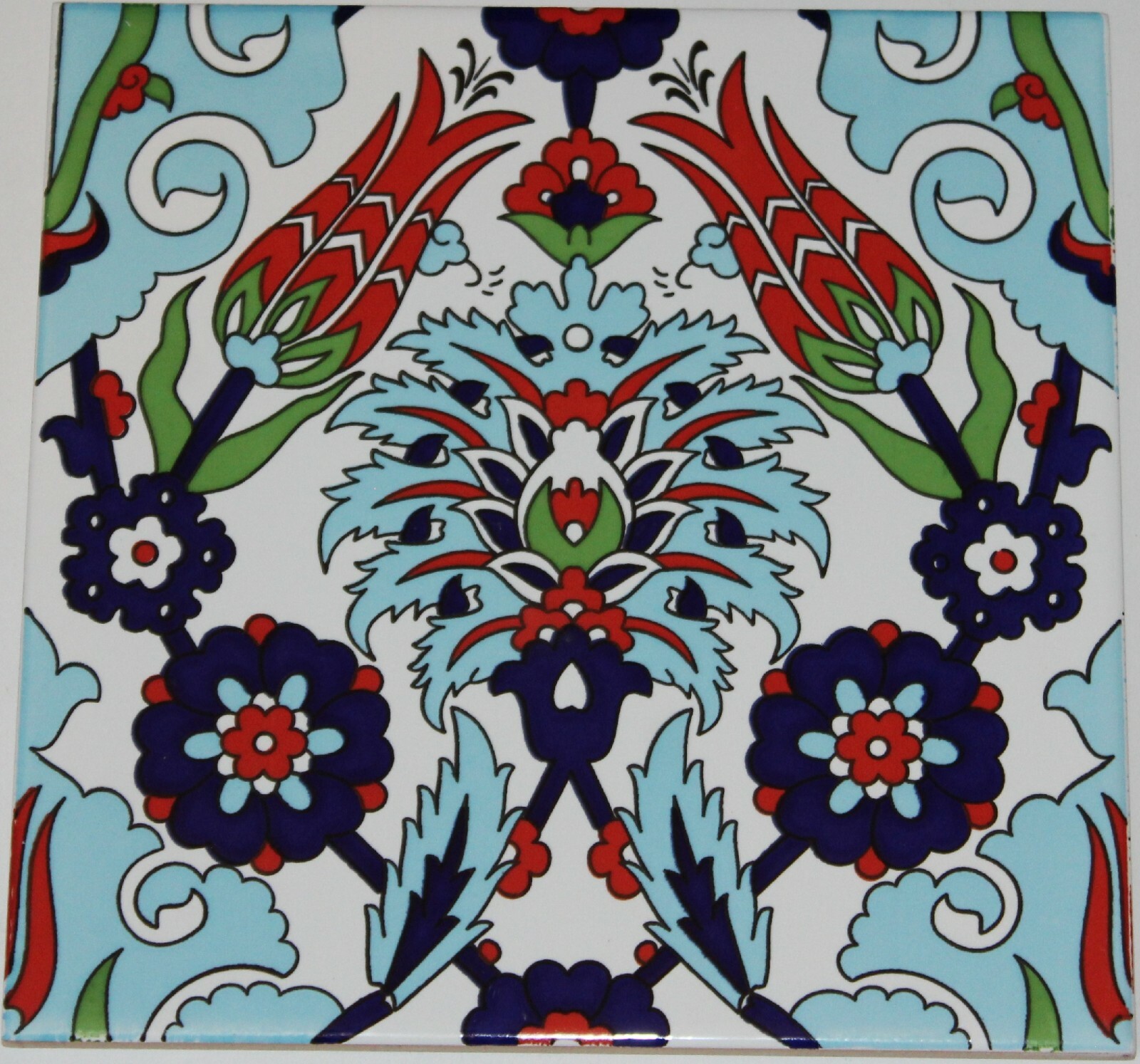 16″X16″ (40cm x 40cm) Turkish Iznik Red Tulip & Floral Pattern Ceramic Tile