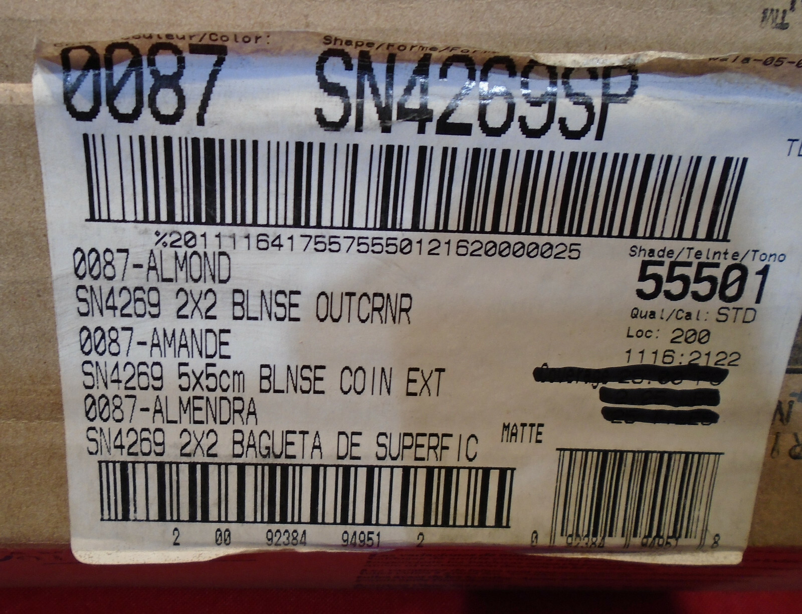 2 pcs. Matte Almond 2″ X 2″ X 5/16″ Ceramic Surface Bullnose Corner Tiles; NEW