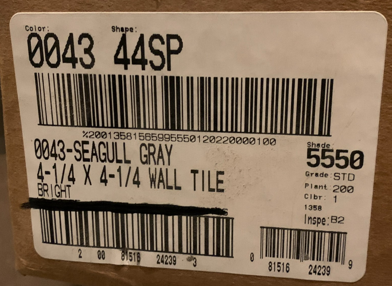 Vintage New American Olean 4 1/4″ x 4 1/4″ Seagull Gray #0043 Gloss *10* pcs