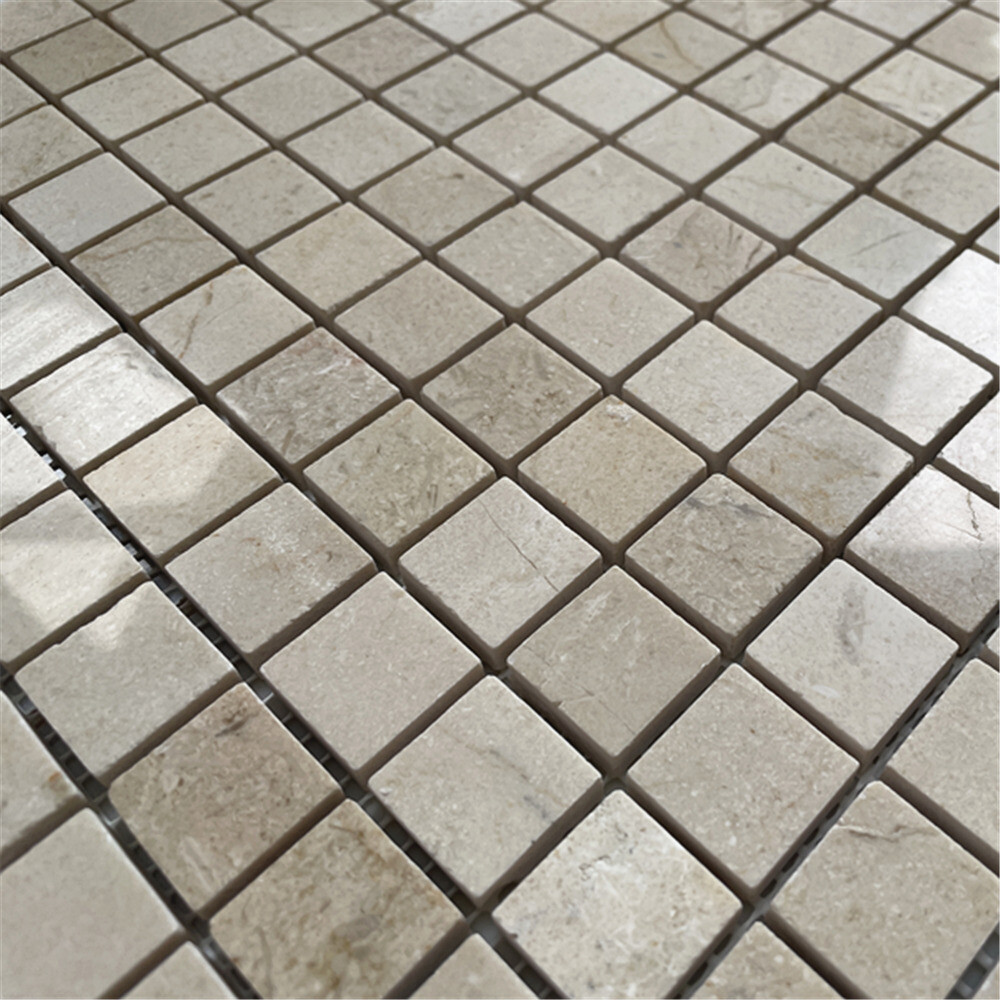 M23XP Crema Marfil Beige Marble 3/4×3/4 Grid Square Mosaic Tile Polished