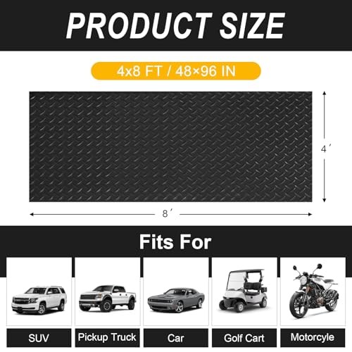 4x8FT Garage Floor Mat, 2.8mm Thickened Flooring Roll for Under 4*8FT Black