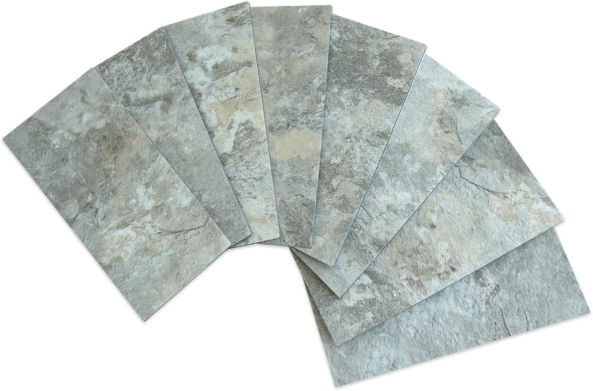 100 Piece Black Slate Peel & Stick Backsplash Wall Tiles 3″ x 6″ PVC Faux Stone
