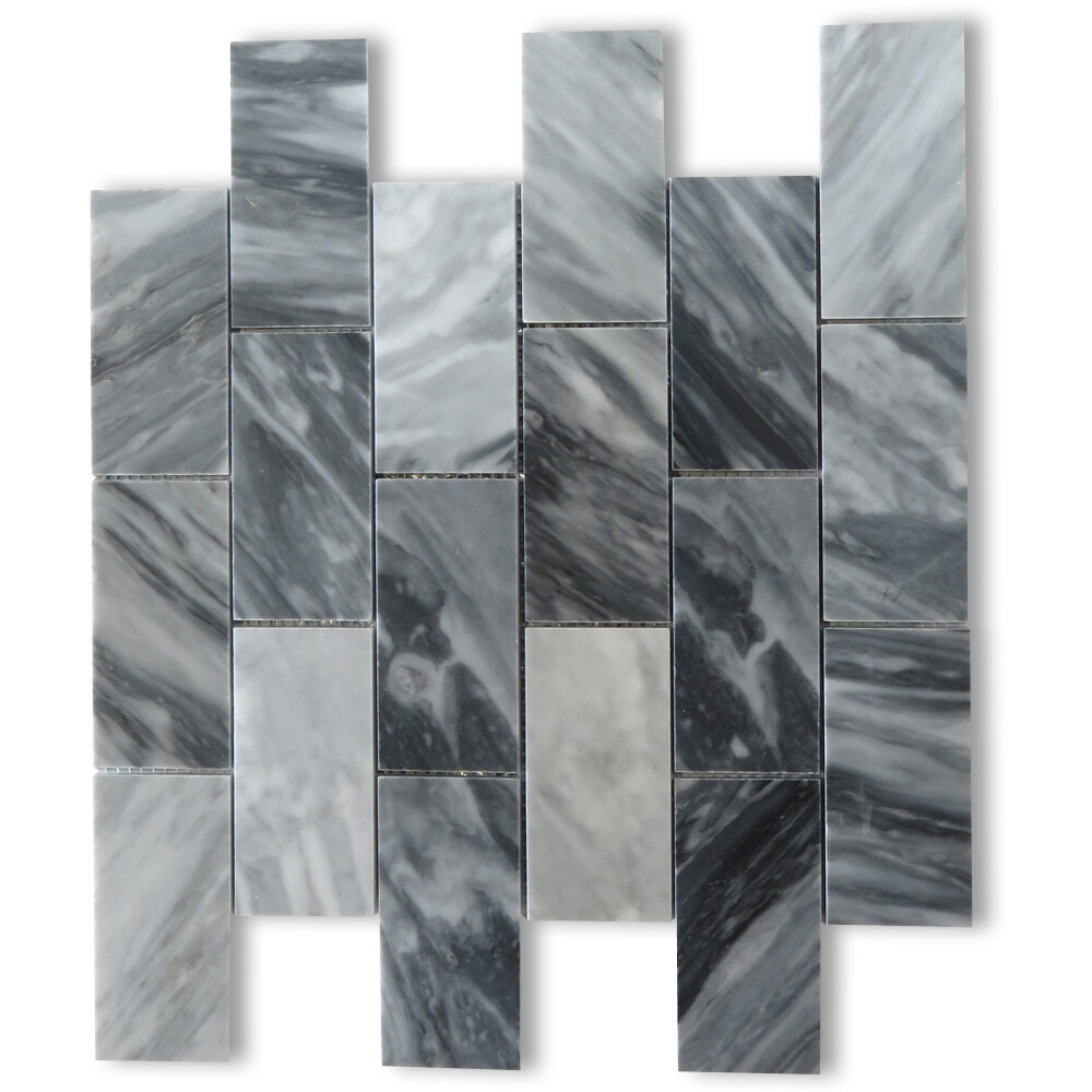 K64XP Bardiglio Gray Dark Grey Marble 2×4 Subway Wall & Floor Tile Polished